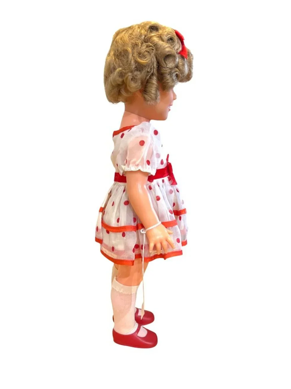 Vintage 1972 Ideal Shirley Temple Doll In Polka Dot Dress & Velvet Bow 16.5